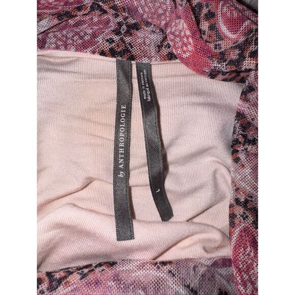 Anthropologie The Maya Ruched Cowl-Neck Mesh Midi Dress | Large | Pink Floral Pr - Picture 8 of 9